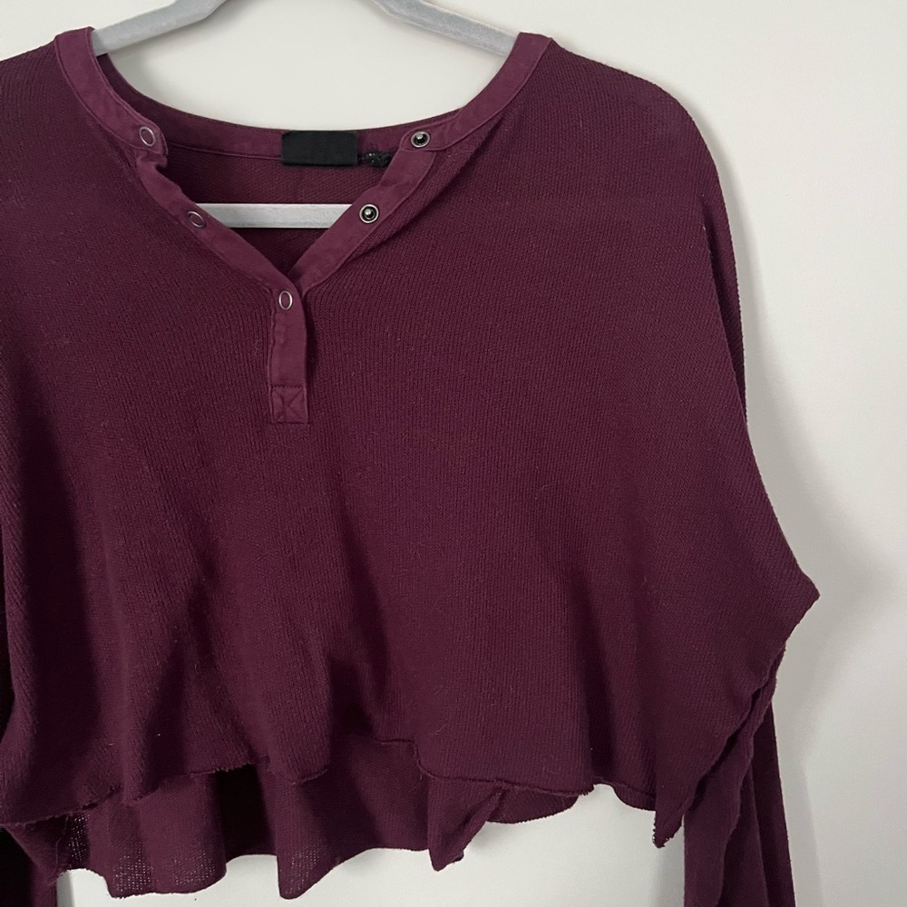 Urban Outfitters Plum Long Sleeve Crop Top